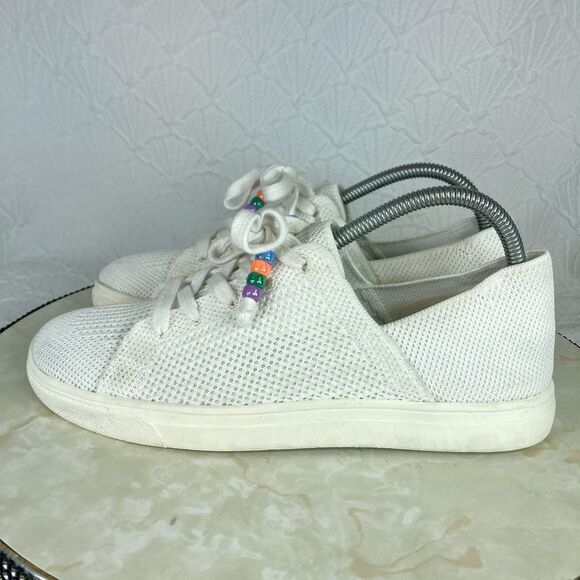 Lucky Brand Sneakers Women Sz 8.5 White Knit Lenuda Casual Lace Up Comfort Shoes - Picture 5 of 11